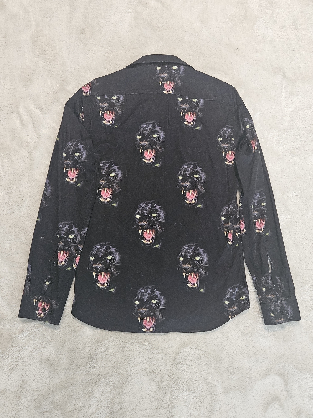 NEW Jared Lang Men's Black Panther Print Long-Sleeve Shirt Size M Luxury - Picture 9 of 9